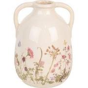 Clayre & Eef Vaas Ø 16x22 cm Beige Roze Keramiek Bloemen