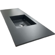 Composiet wastafel Solid 131x46cm Egaal Antraciet RAL7024
