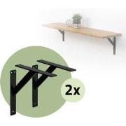 Set van 2 muurbeugels Plankdrager 2x 240 x 240 mm zwart aluminium ML d...