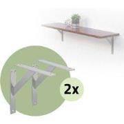 Set van 2 muurbeugels Plankdrager 2x 240 x 240 mm zilver gemaakt van a...