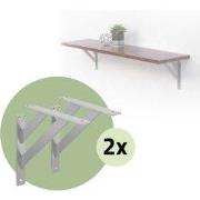 Set van 2 muurbeugels Plankdrager 2x 240 x 240 mm zilver gemaakt van a...