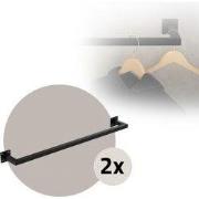 Set van 2 kledingstangen kapstok wandmontage 12 x 90 cm zwart staal ML...
