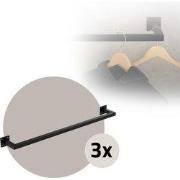 Set van 3 kledingstangen kapstok wandmontage 12 x 90 cm zwart staal ML...