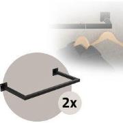 Set van 2 kledingstangen kapstok wandmontage 30 x 60 cm zwart staal ML...