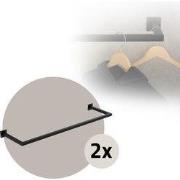 Set van 2 kledingstangen kapstok wandmontage 30 x 110 cm zwart staal M...