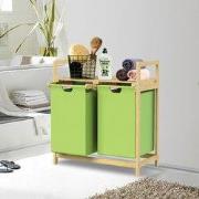 Wasmand Bamboe wasmand met twee compartimenten in olijfkleur 2x30 lite...