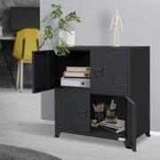 Kantoorkast met twee niveaus magnetische sluiting 75x40x80,5 cm antrac...