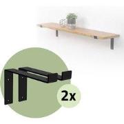 Set van 2 muurbeugels Plankdrager 2x 250 x 145 mm zwart staal ML desig...