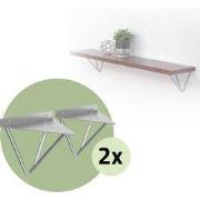 Set van 2 wandbeugels Plankbeugel 2x 160 x 155 x 170 mm grijs staal ML...