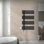 Badkamer radiator middenaansluiting 600x1000 mm zwart mat met verwarmi...