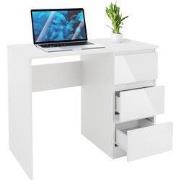Bureau met drie laden 90x76x50 cm Wit spaanplaat ML-Design
