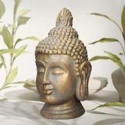Boeddha-hoofdbeeld 74,5cm in polyresinebrons look voor Yoga