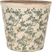 Clayre & Eef Bloempot Ø 21x20 cm Beige Keramiek Bloemen
