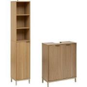 Badmeubelset Tasso met paneel dessin - hoge kast en wastafelonderkast ...