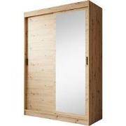 Meubella - Kledingkast Mammock 1 - Eiken - 150 cm - Met spiegel