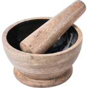 QENA - Vijzel en stamper set - Bruin/Zwart - Mangohout