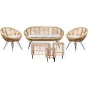 MARATEA/ CESENATICO - Loungeset met salontafels - Beige - Rotan