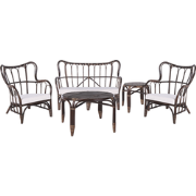 BRINDISI - Loungeset voor 4 - Donkerbruin - Rotan