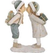 Clayre & Eef Decoratie Beeld Kinderen 15x6x18 cm Beige Kunststof