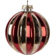 Clayre & Eef Kerstbal Ø 8x8 cm Goudkleurig Rood Glas