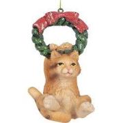 Clayre & Eef Kersthanger Kat 6x5x9 cm Bruin Kunststof