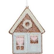 Clayre & Eef Kersthanger Gingerbread house 8x1x10 cm Blauw Kunststof