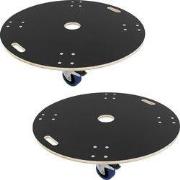 Set van 2 meubelwielen rond Ø 87 cm gemaakt van multiplex met parkeerr...