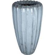 PTMD Linex White Ceramic Pot Organic Ribbed Round L