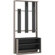 Meubel met 3 planken en 3 kapstokhaken H180 cm - Chester