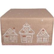 Clayre & Eef Tafelloper 50x140 cm Bruin Katoen Gingerbread house