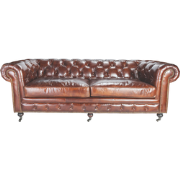 3-zitsbank van chocoladebruin leer L223 cm - CHESTERFIELD