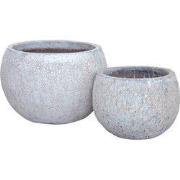 PTMD Caedyn White Round Ceramic Pot Rough Finish SV2 L