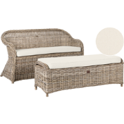 SUSUA - Tweezitsbank met ottomaan - Gebroken wit - Rotan