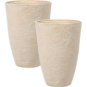 CAMIA - Bloempot set van 2 - Zandbeige - 51 cm - Stenenmix
