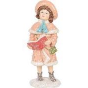 Clayre & Eef Decoratie Beeld Kind 8x9x18 cm Roze Kunststof