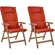 AMANTEA - Tuinstoel set van 2 - Donkerbruin/Rood - Acaciahout