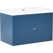 LAGO - Wandgemonteerde wastafelkast - Donkerblauw - MDF