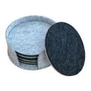Vilten onderzetters in houder - Ø 10 cm - Set van 4 - Grijs