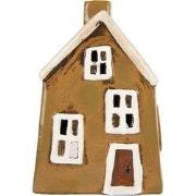 Clayre & Eef Waxinelichthouder Huis 12x8x18 cm Bruin Keramiek