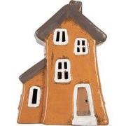 Clayre & Eef Waxinelichthouder Huis 16x11x22 cm Oranje Keramiek
