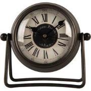 Clayre & Eef Tafelklok 12x5x11 cm / 1xAA Bruin Metaal