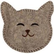 Clayre & Eef Decoratie schaal Kat 15x16x4 cm Grijs Vilt