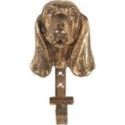 Clayre & Eef Wandhaak Hond 7x5x13 cm Goudkleurig Metaal