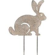 Clayre & Eef Tuinsteker Konijn 23x1x35 cm Grijs Metaal