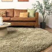 Rond hoogpolig vloerkleed Pilo groen polyester Interieur05