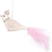 Clayre & Eef Kersthanger Vogel 8x5x5 cm Wit Kunststof