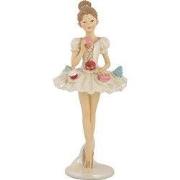 Clayre & Eef Decoratie Beeld Ballerina Ø 10x24 cm Wit Beige Kunststof