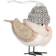 Clayre & Eef Decoratie Vogel 11x7x12 cm Wit Synthetisch