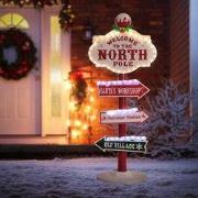 Kerstversiering wegwijzer 95cm 59 kleurrijke LED's binnen/buiten Noord...