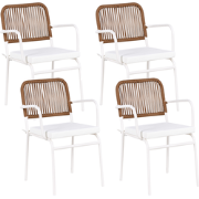 TACENO - Tuinstoel set van 4 - Wit/Bruin - Metaal/Aluminium